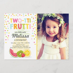 Two-tti frutti party invite Tutti fruity birthday
