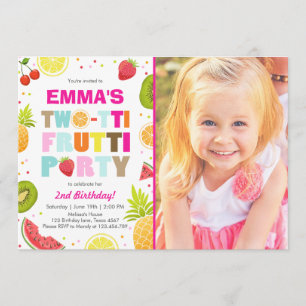 Two-tti frutti party invite Tutti fruity birthday