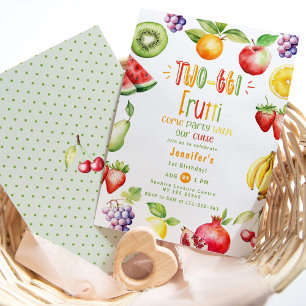 Two-tti Frutti such a cutie fruits 2nd birthday Invitation