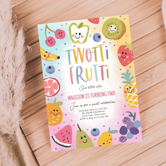 Two-tti Frutti Tropical 2nd Birthday Invitation (Creator Uploaded)