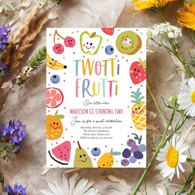 Two-tti Frutti Twotti Fruit Tropical 2nd Birthday Invitation (Creator Uploaded)