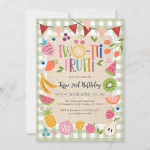 Two-tti Frutti Twotti Fruit Tropical 2nd Birthday  Invitation