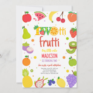 Two-tti Frutti Twotti Fruit Tropical 2nd Birthday  Invitation