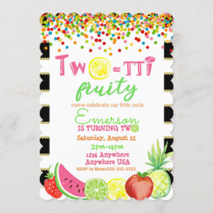 two-tto frutti 2nd Birthday Tutti Frutti watercolo Invitation