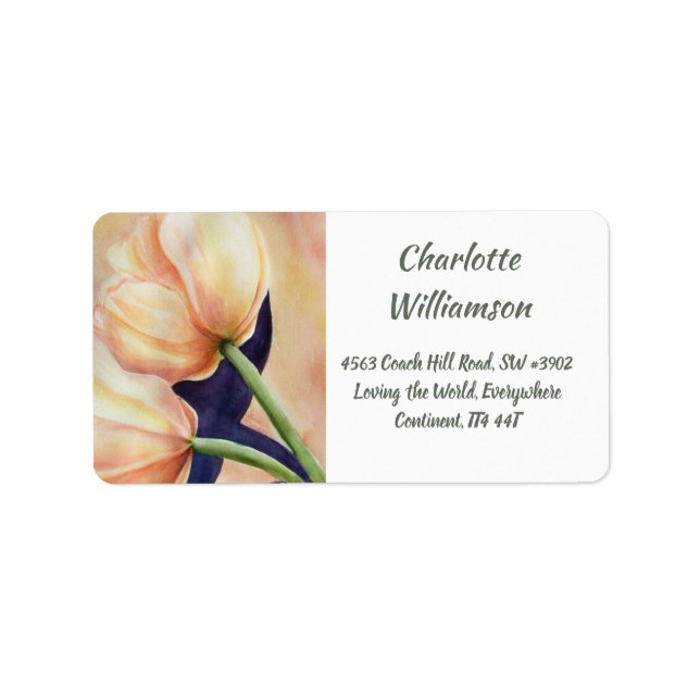 Two Tulip Flowers in Watercolor Address Label (Front)