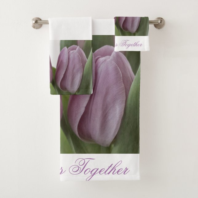 Two Tulips Together Bath Towel Set (Insitu)