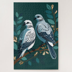 Two Turtle-Dove Stencil-Style Jigsaw Puzzle