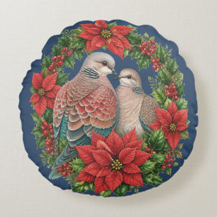 Two Turtle-Doves and Companionship Round Cushion