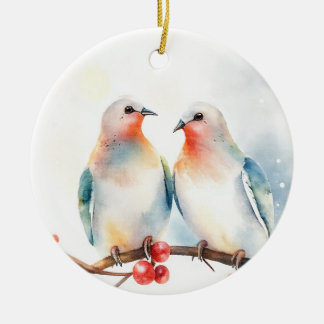 Two Turtle Doves Ceramic Ornament