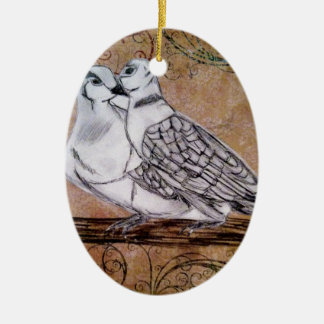Two Turtle Doves Ceramic Tree Decoration