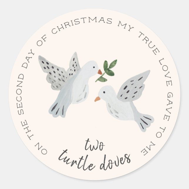 Two Turtle Doves Classic Round Sticker (Front)