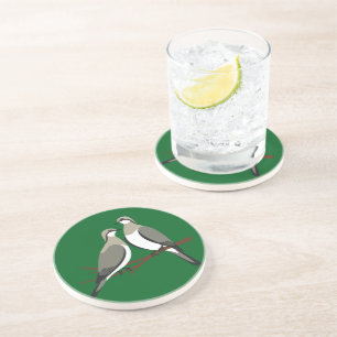 Two Turtle Doves Cut-Out Stencil Retro Style 1 Coaster
