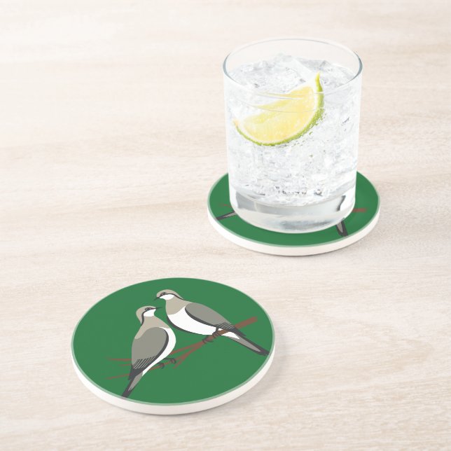 Two Turtle Doves Cut-Out Stencil Retro Style 1 Coaster (Side)