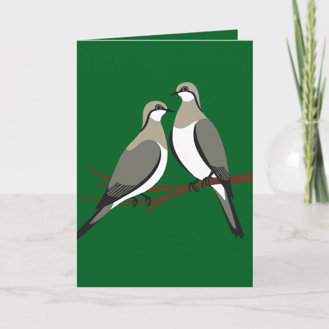 Two Turtle Doves Cut-Out Stencil Retro Style 1 Holiday Card (Front)