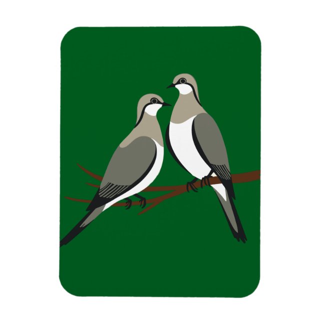 Two Turtle Doves Cut-Out Stencil Retro Style 1 Magnet (Vertical)