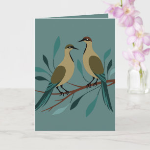 Two Turtle Doves Cut-Out Stencil Retro Style 3 Card