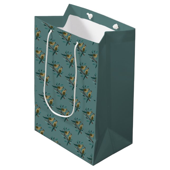 Two Turtle Doves Cut-Out Stencil Retro Style 3 Medium Gift Bag (Front Angled)