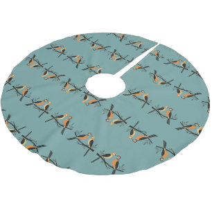 Two Turtle Doves Cut-Out Stencil Retro Style 4 Brushed Polyester Tree Skirt