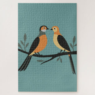 Two Turtle Doves Cut-Out Stencil Retro Style 4 Jigsaw Puzzle