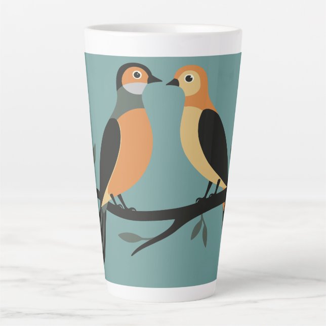 Two Turtle Doves Cut-Out Stencil Retro Style 4 Latte Mug (Front)