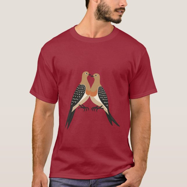Two Turtle Doves Cut-Out Stencil Retro Style 5 T-Shirt (Front)