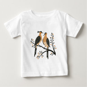 Two Turtle Doves Cut-Out Stencil Retro Style 7 Baby T-Shirt