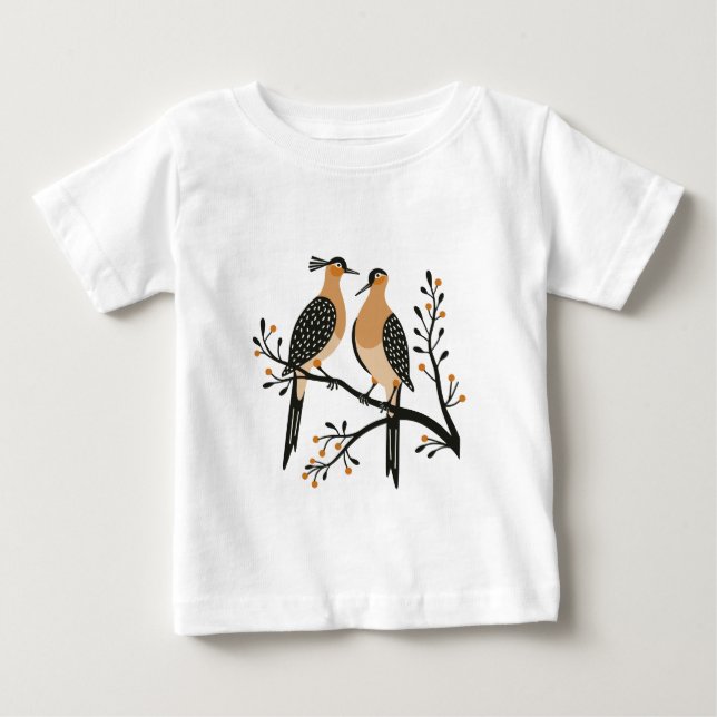 Two Turtle Doves Cut-Out Stencil Retro Style 7 Baby T-Shirt (Front)