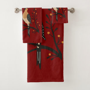 Two Turtle Doves Cut-Out Stencil Retro Style 7 Bath Towel Set
