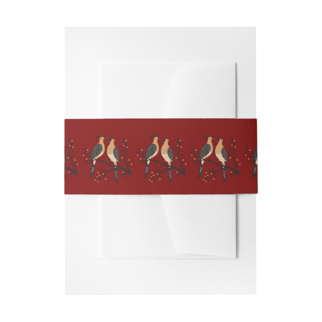 Two Turtle Doves Cut-Out Stencil Retro Style 7 Invitation Belly Band (Front Example)