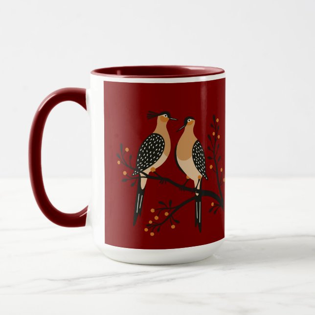 Two Turtle Doves Cut-Out Stencil Retro Style 7 Mug (Left)