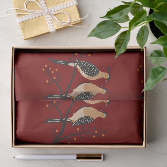 Two Turtle Doves Cut-Out Stencil Retro Style 7 Tissue Paper (Gift)