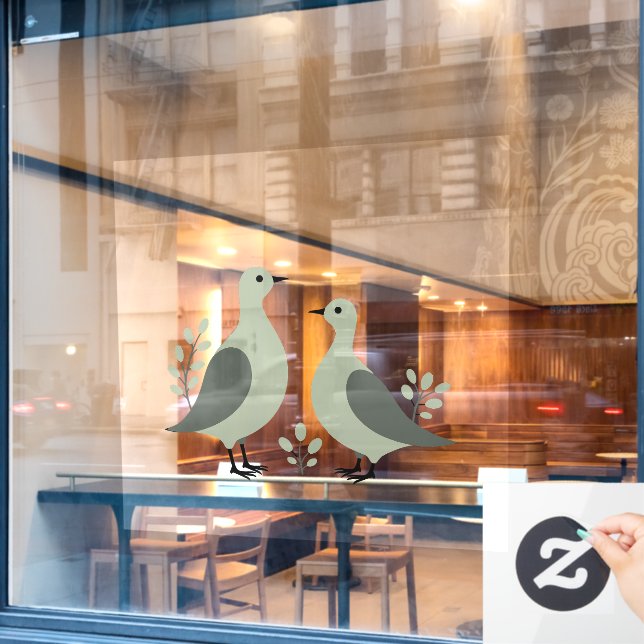 Two Turtle Doves Cut-Out Stencil Retro Style 8 (Cafe Window)
