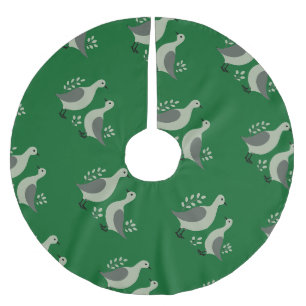 Two Turtle Doves Cut-Out Stencil Retro Style 8 Brushed Polyester Tree Skirt