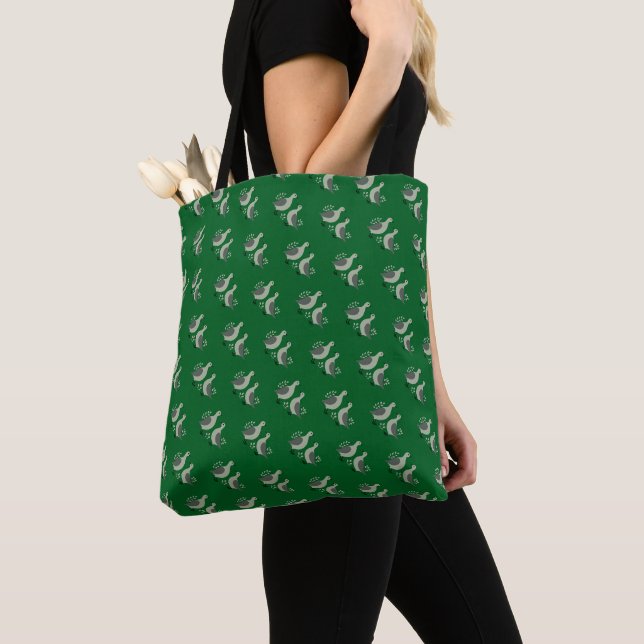 Two Turtle Doves Cut-Out Stencil Retro Style 8 Tote Bag (Close Up)
