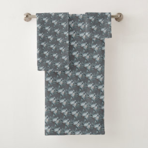 Two Turtle Doves Cut-Out Stencil-Style Bath Towel Set
