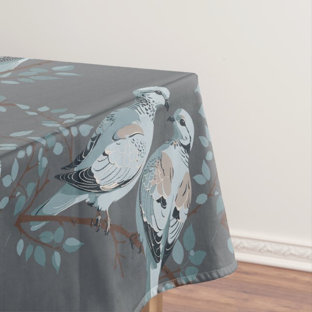 Two Turtle Doves Cut-Out Stencil-Style Tablecloth (In Situ)