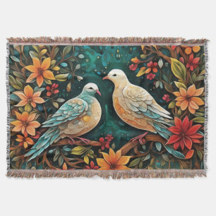 Two Turtle Doves Throw Blanket