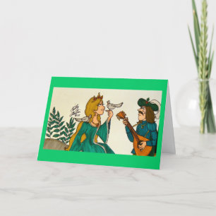 Two Turtledoves (Green Dress) Holiday Card