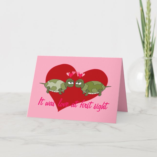 Two Turtles in Love Customisable Valentine Card (Front)