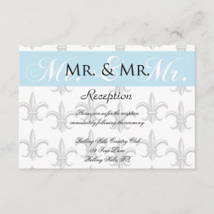 Two Tuxedo Groom Gay Wedding Reception Enclosure Card