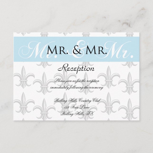 Two Tuxedo Groom Gay Wedding Reception Enclosure Card (Front)