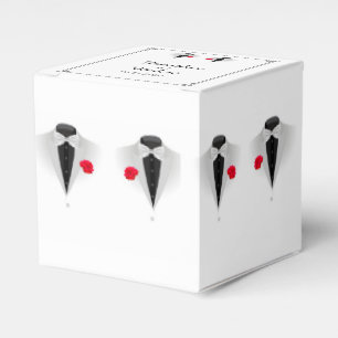 Two Tuxedos on White Gay Wedding Favour Box