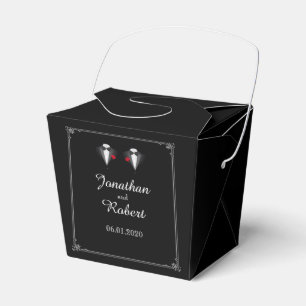 Two Tuxedos with Red Rose Gay Wedding Favour Box