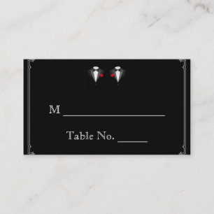 Two Tuxedos with Red Rose Gay Wedding Place Cards