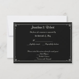 Two Tuxedos with Red Rose Wedding Response Card