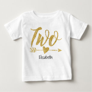 Two Two Years Old Glitter-Print Personalised Baby T-Shirt