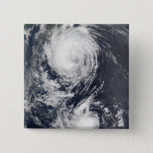 Two Typhoon systems approaching the Far East 15 Cm Square Badge
