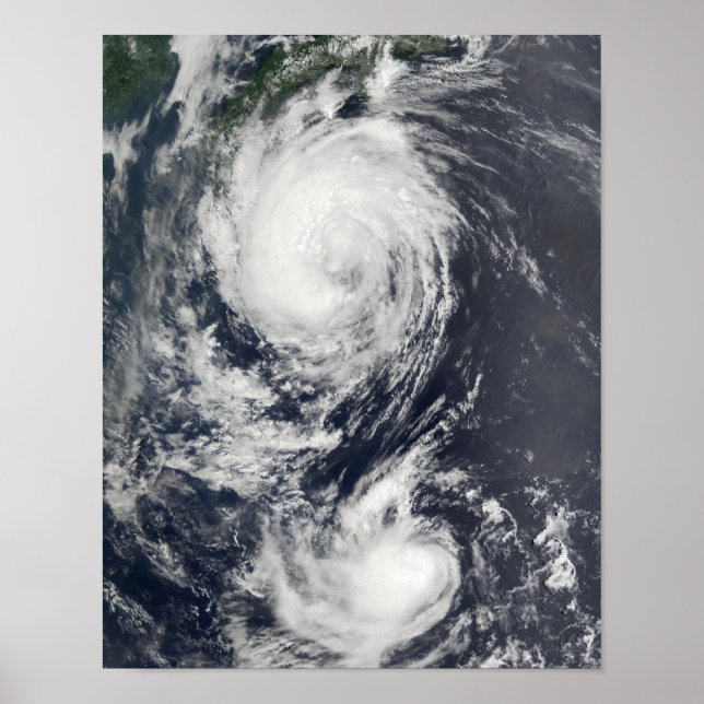Two Typhoon systems approaching the Far East Poster (Front)