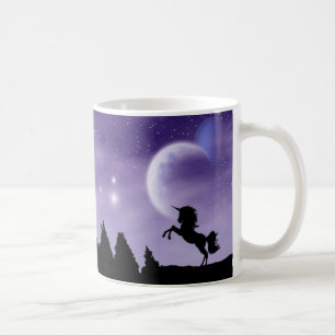 Two Unicorns in Silhouette Purple Coffee Mug