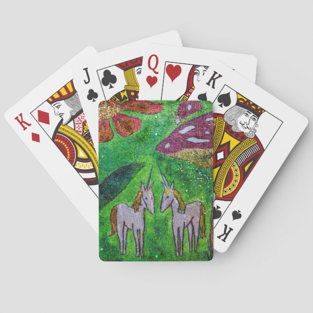 Two unicorns under a mushroom playing cards (Back)